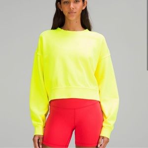 Lululemon perfectly oversized, cropped crew sweatshirt, neon, yellow